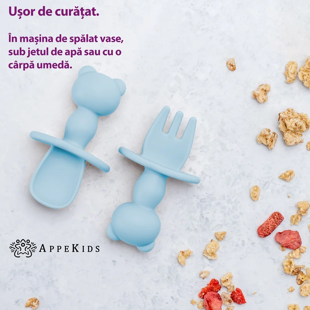 Set tacamuri din silicon The Little Bear Aqua Blue 6 luni+, 1 bucata, Appekids