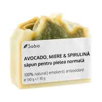 Sapun pentru pielea uscata cu avocado + miere si spirulina, 130g, Sabio
