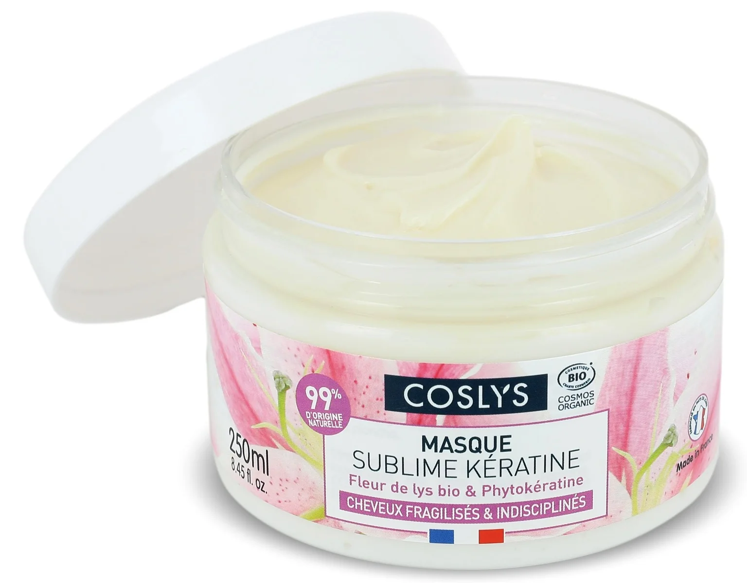 Masca bio reparare intarire si netezie par slab si despicat cu crin si fitocheratina, 250ml, Coslys