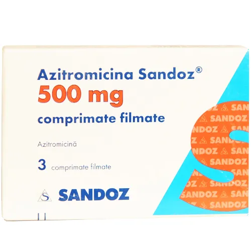 Azitromicina 500mg, 3 comprimate filmate, Sandoz