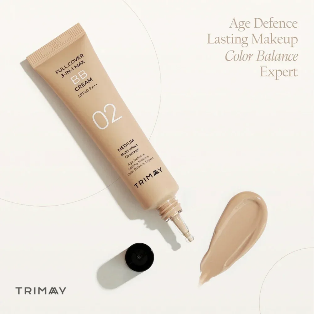 Crema pentru fata coloranta BB Cream SPF40 PA++ Full Cover 3-in-1 Max Medium, 30ml, Trimay