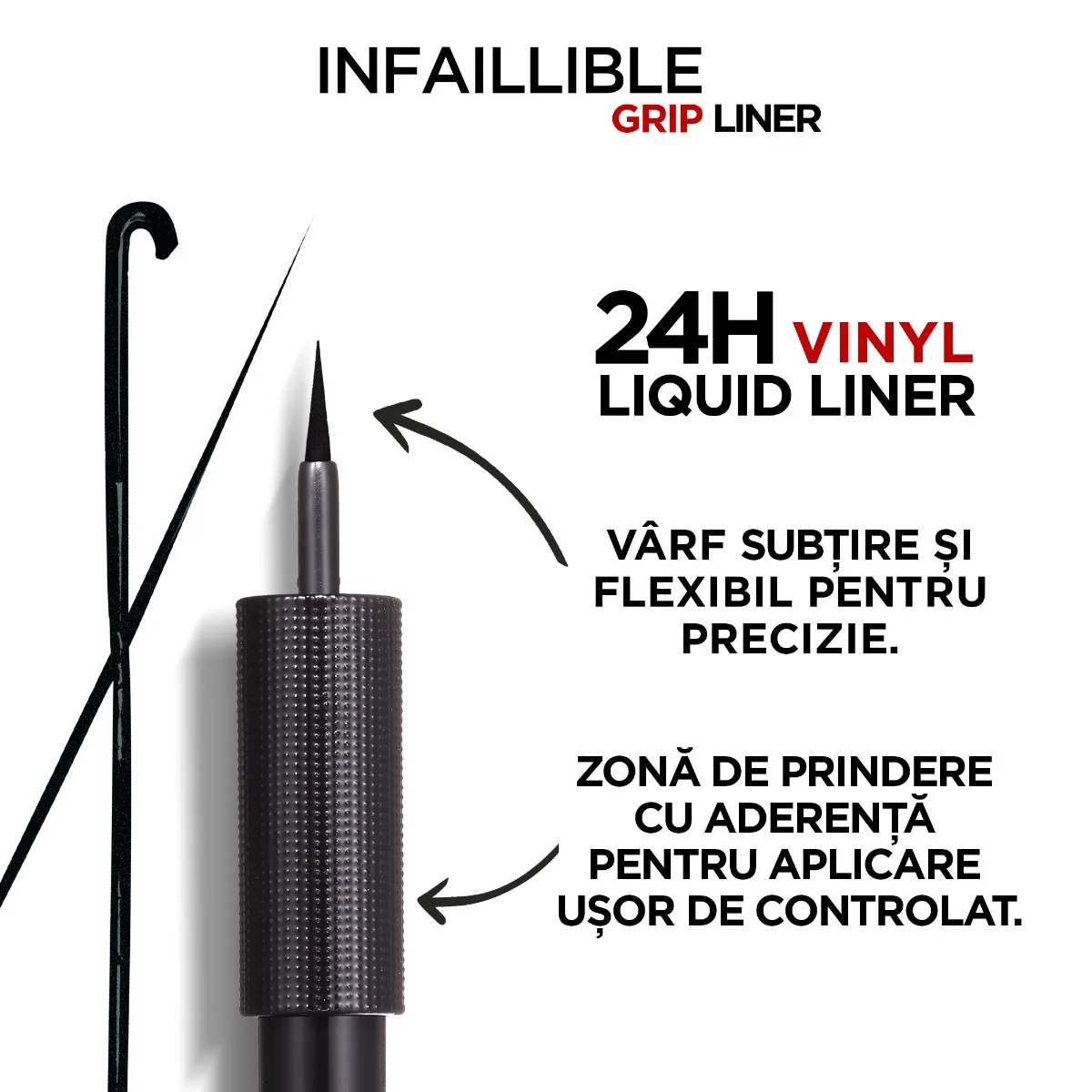 Tus lichid Infaillible Grip Liner 24H Vinyl Black, 3ml, L'Oreal Paris