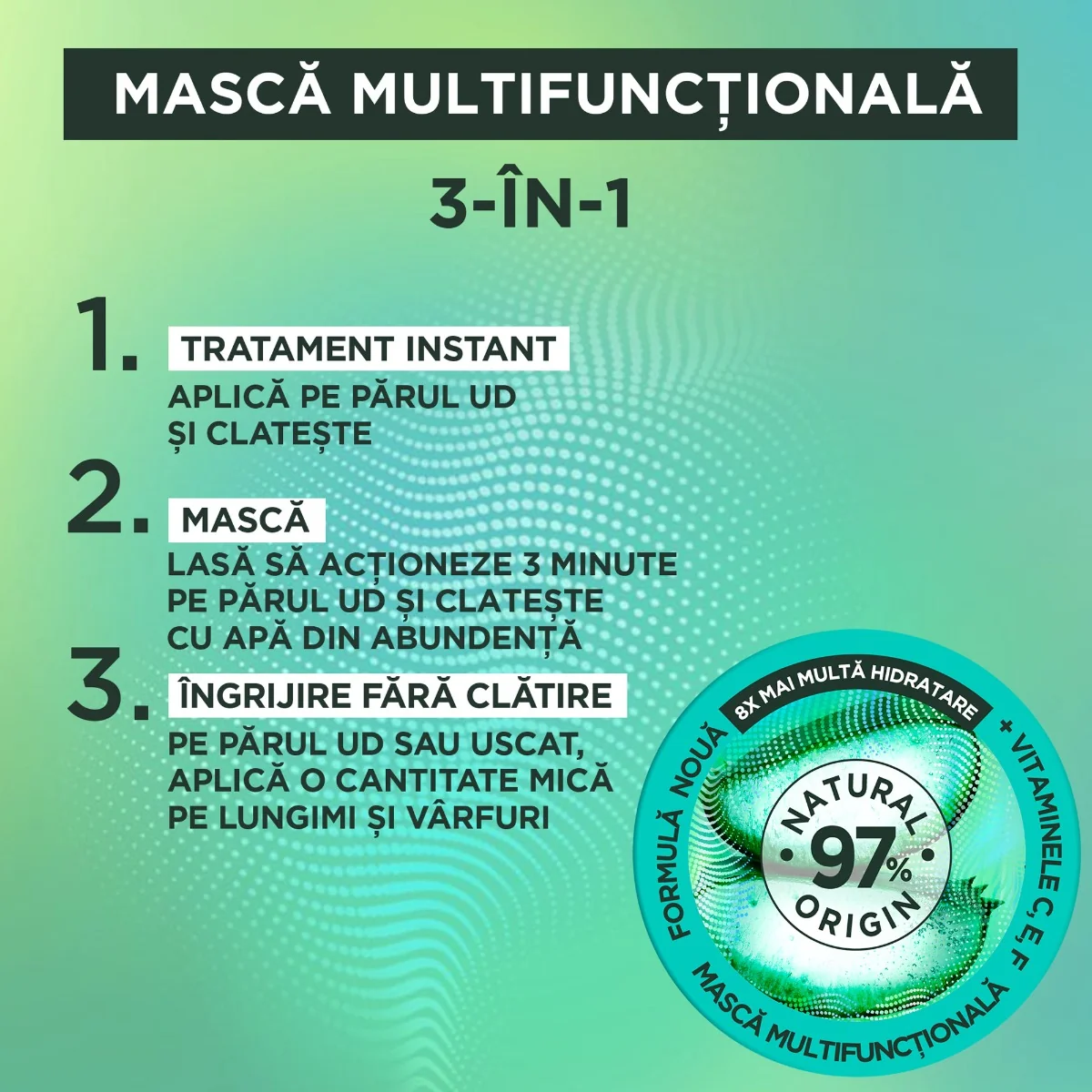 Masca pentru parul normal spre uscat Hair Food Hidratanta Aloe Vera, 390ml, Fructis