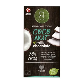 Ciocolata cu lapte 35% cu nuca de cocos, 70g, Reizl