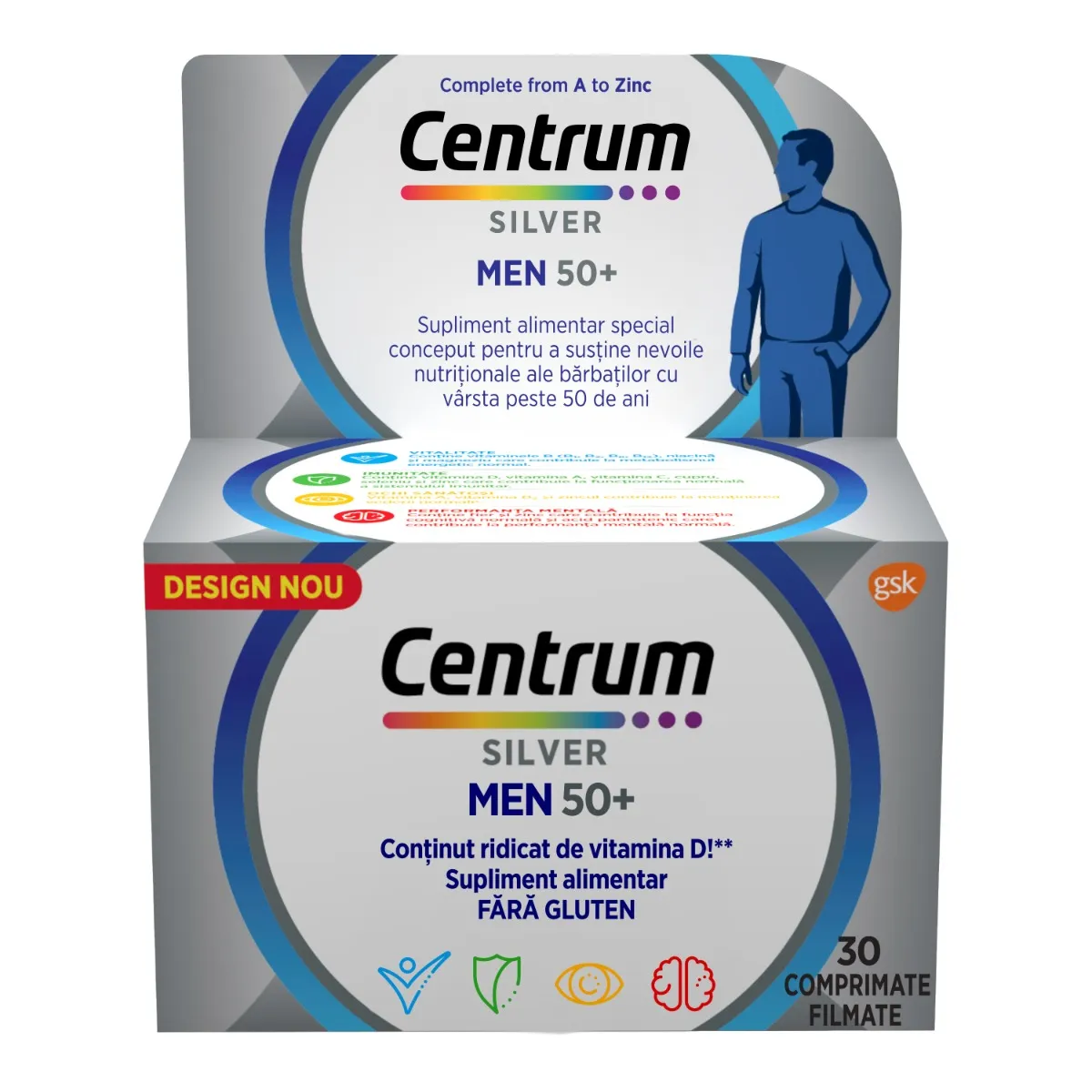 Centrum Silver 50+ pentru barbati, 30 comprimate, GSK 