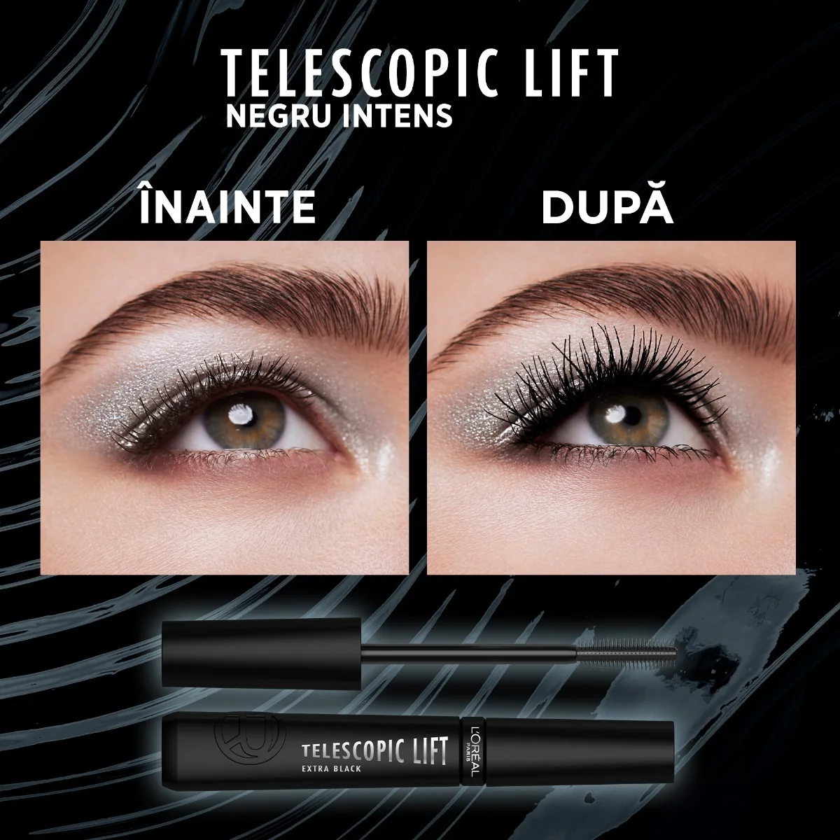 Mascara Telescopic Lift Extra Black, 6.4ml, L'Oreal Paris