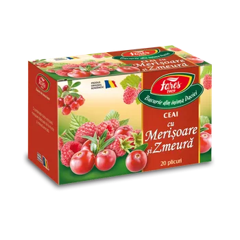 Ceai cu merisoare si zmeura Aromfruct, 20 plicuri, Fares