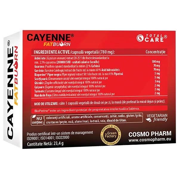 Cayenne Fatburn, 30 capsule vegetale, Cosmopharm