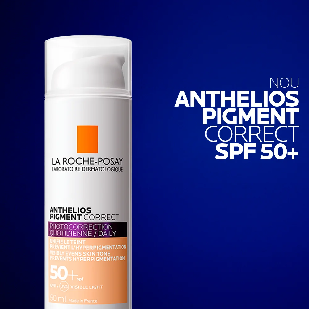 Pigment correct crema protectie solara SPF 50+ cu pigment de culoare pentru fata nuanta deschisa Anthelios, 50ml, La Roche-Posay