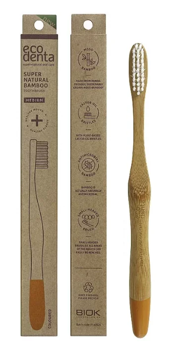 Periuta de dinti din bambus cu par Medium, 1 bucata, Ecodenta