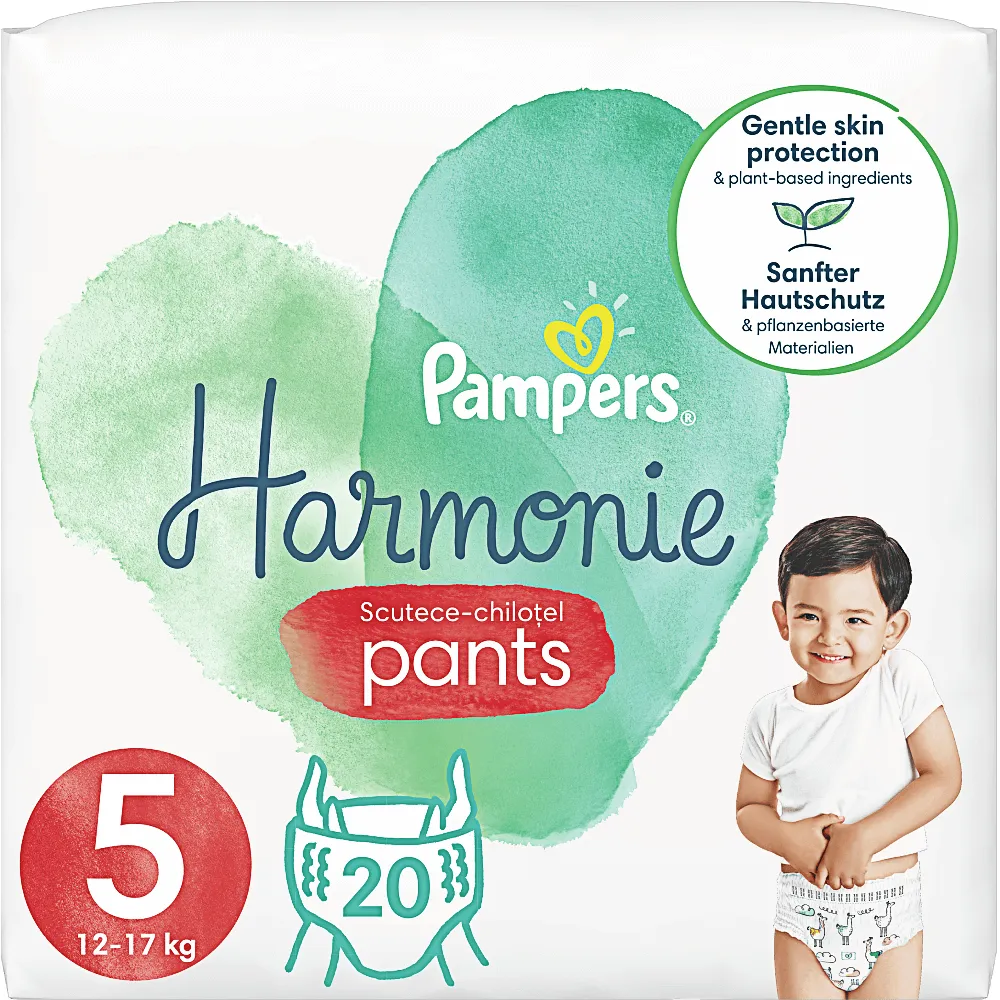 Scutece chilotel Harmonie Pants Marimea 5 12-17kg, 20 bucati, Pampers