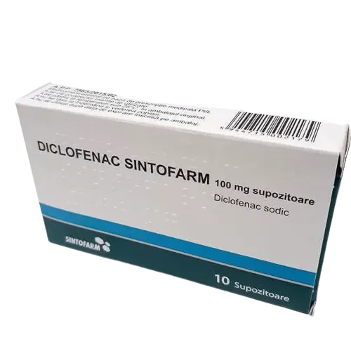 Diclofenac 100mg, 10 supozitoare, Sintofarm