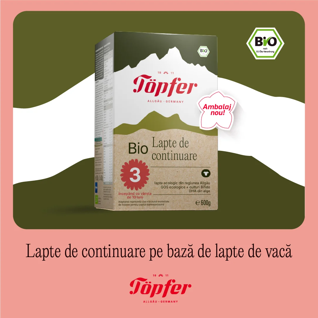 Lapte praf Bio 3 de la 10 luni, 600g, Topfer