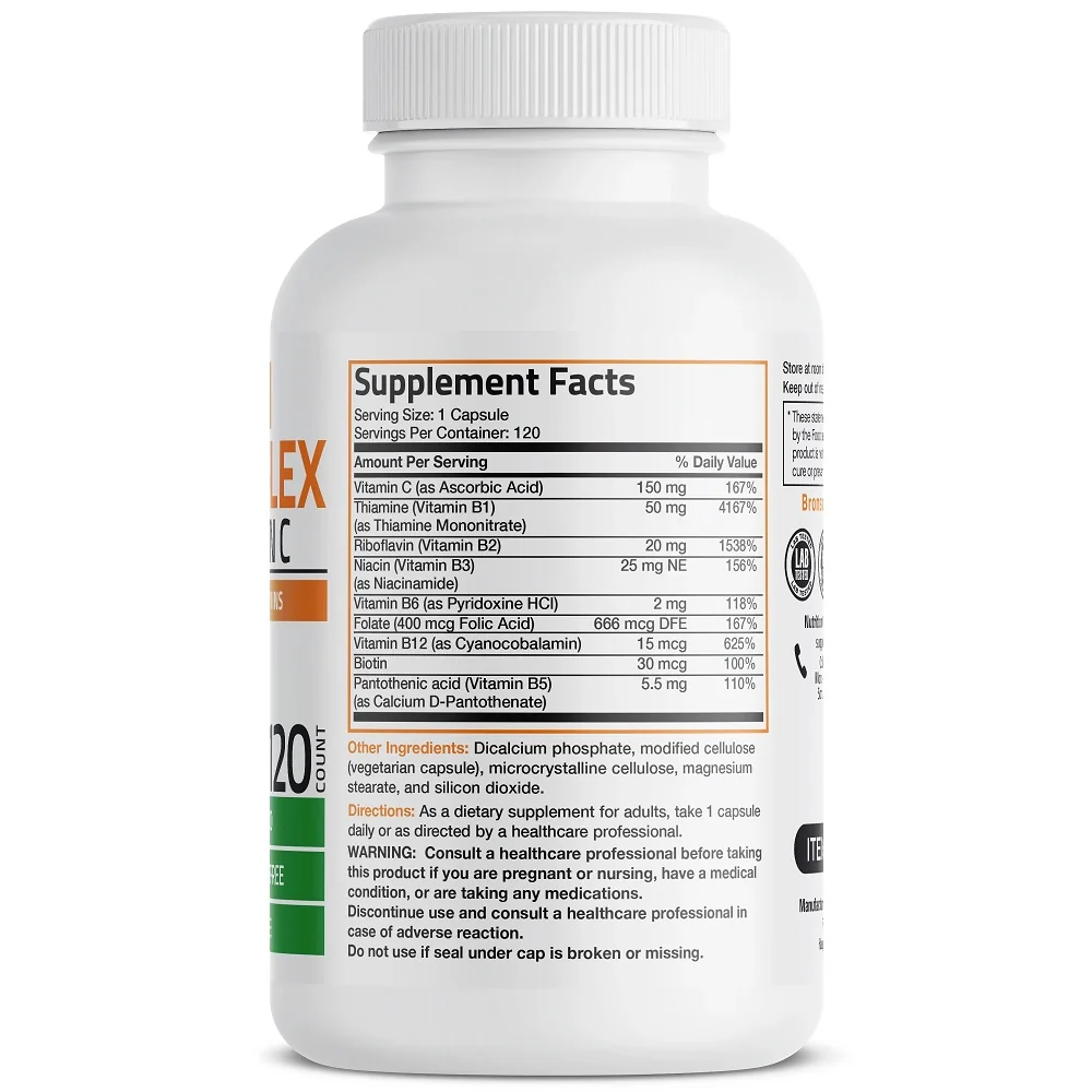 B Complex cu Vitamina C, 120 capsule, Bronson Laboratories