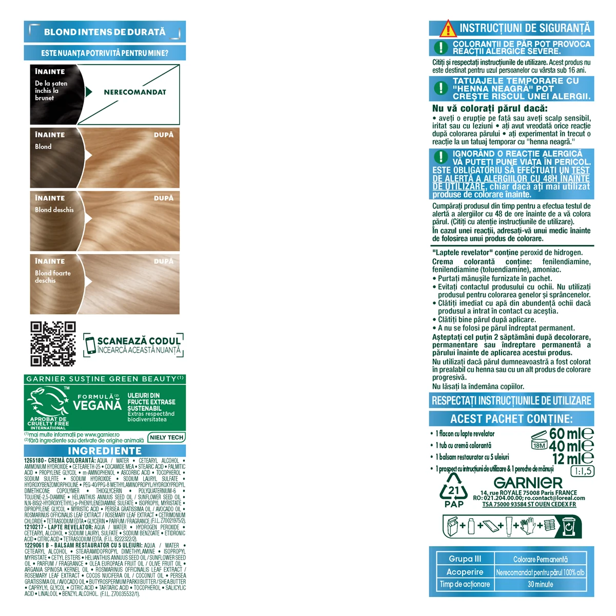 Vopsea de par permanenta Color Naturals 110 Blond Super Deschis Natural, 112ml, Garnier