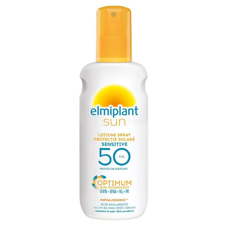 Lotiune spray protectie solara Sun Sensitive SPF 50, 200ml, Elmiplant