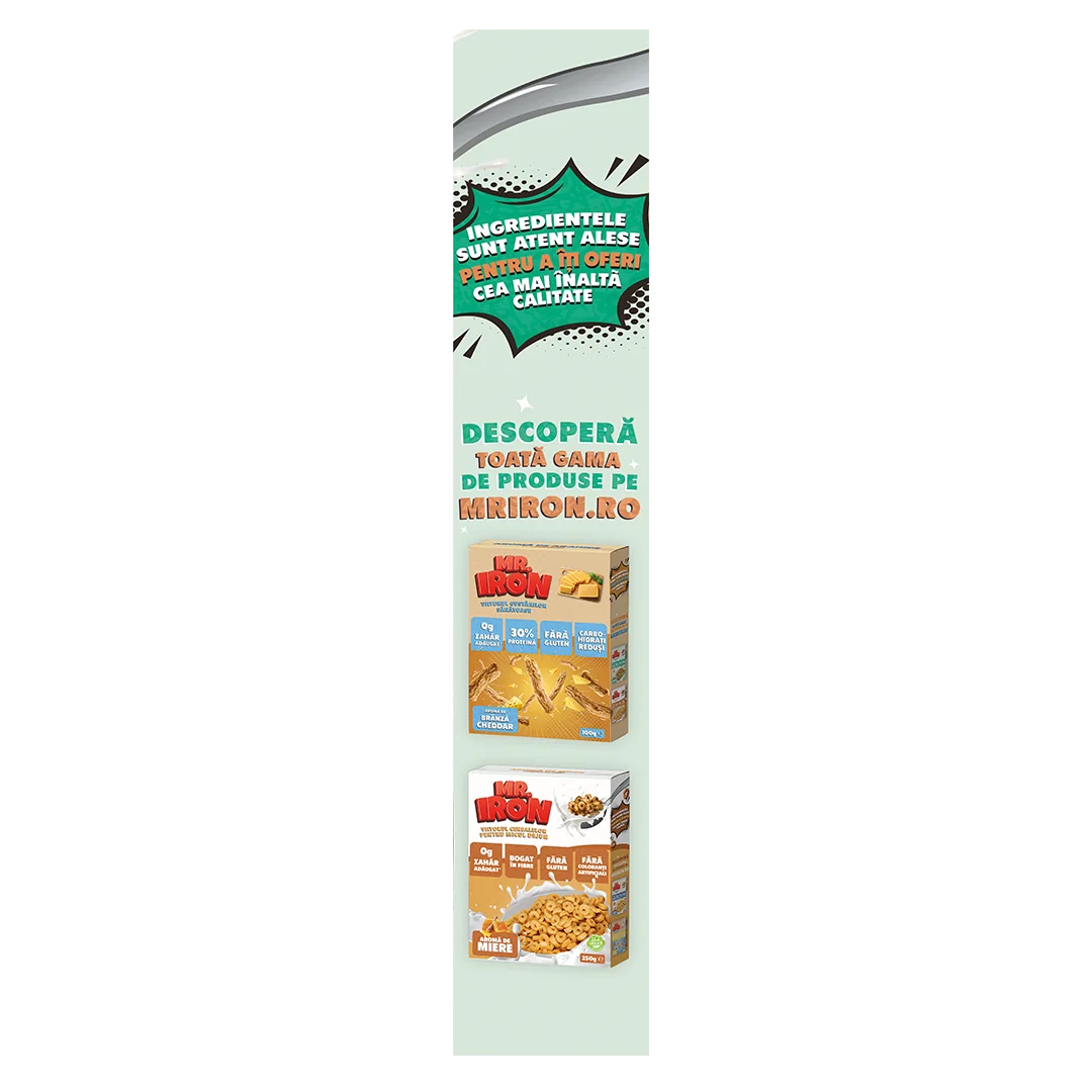 Cereale cu 30% proteina fara zahar low-carb gluten free si vegane Scortisoara, 250g, Mr. Iron