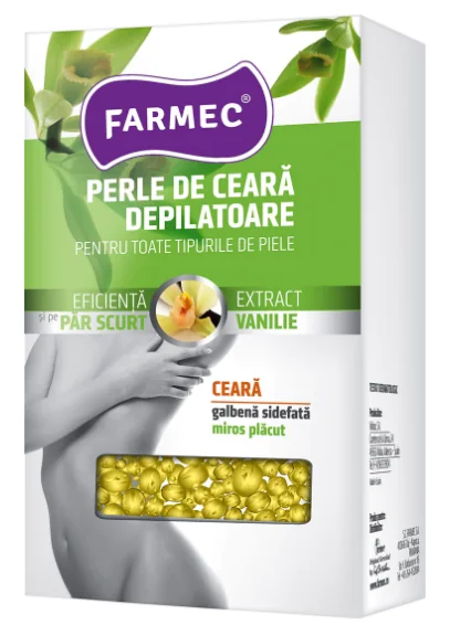 Perle de ceara depilatoare cu extract de vanilie, 250g, Farmec