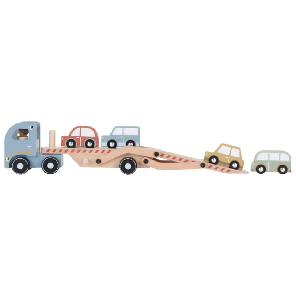 Camion din lemn FSC cu platforma si sofer, 1 bucata, Little Dutch