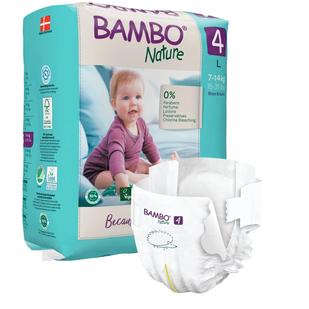 Scutece eco Nr. 4 pentru 7-14 kg, 24 bucati, Bambo Nature