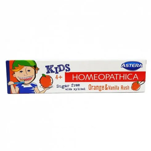 Pasta de dinti homeopatica pentru copii cu portocala si vanilie 4 ani+, 50ml, Astera