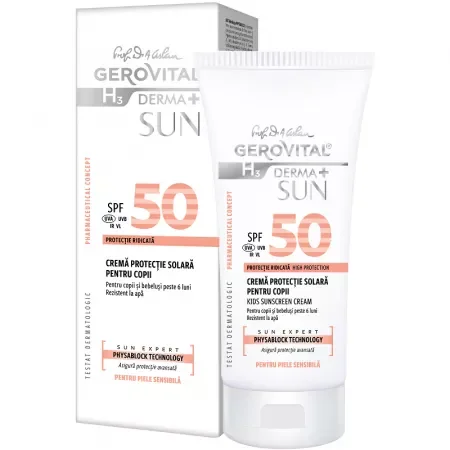 Crema de protectie solara pentru copii  SPF50 GH3 Derma+ Sun, 100ml, Gerovital