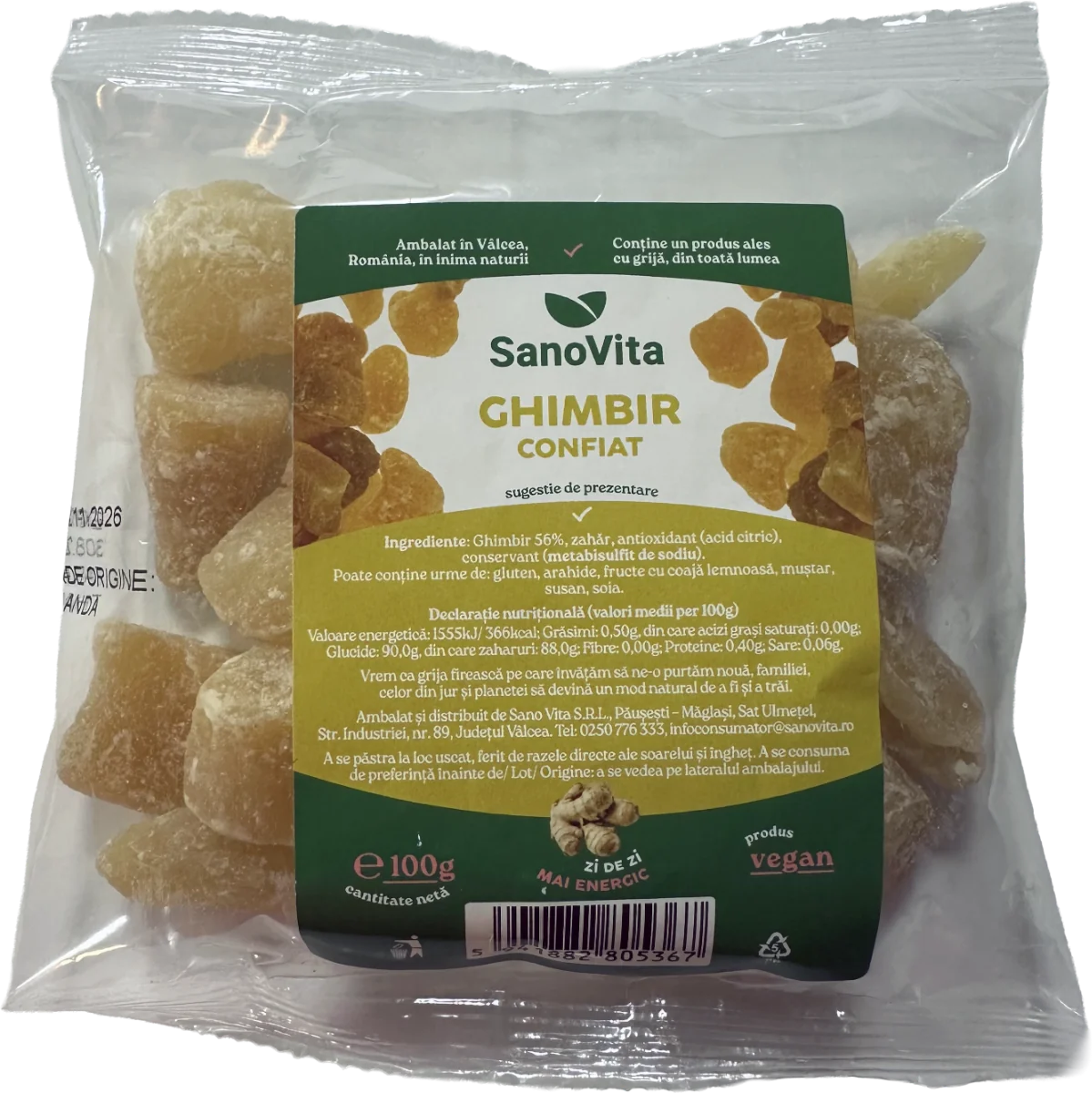 Ghimbir confiat, 100g, SanoVita