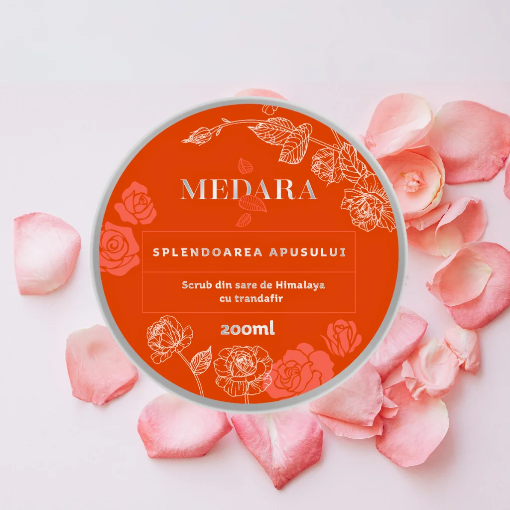 Scrub cu sare de Himalaya si trandafir Splendoarea Apusului, 200ml, Medara