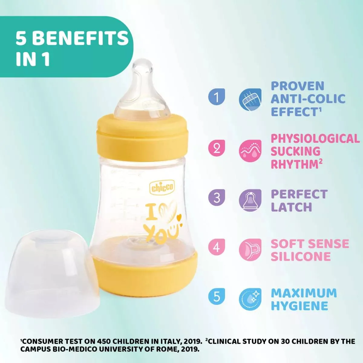 Biberon anti-colici cu tetina Perfect5 marime S 0 luni+,150ml, Chicco 