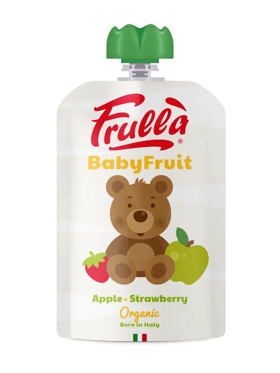 Piure pentru copii din mar si capsuni Baby Fruit Bio, 100g, Frulla