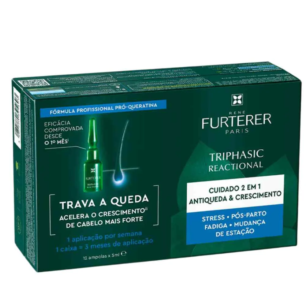 Tratament impotriva caderii parului Triphasic Reactional, 12 fiole x 5ml, Rene Furterer