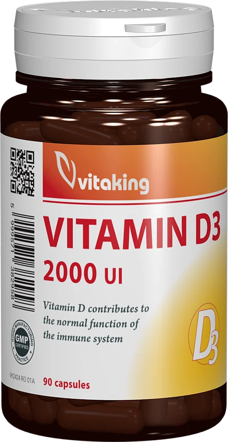 Vitamina D3 2000UI, 90 capsule, Vitaking