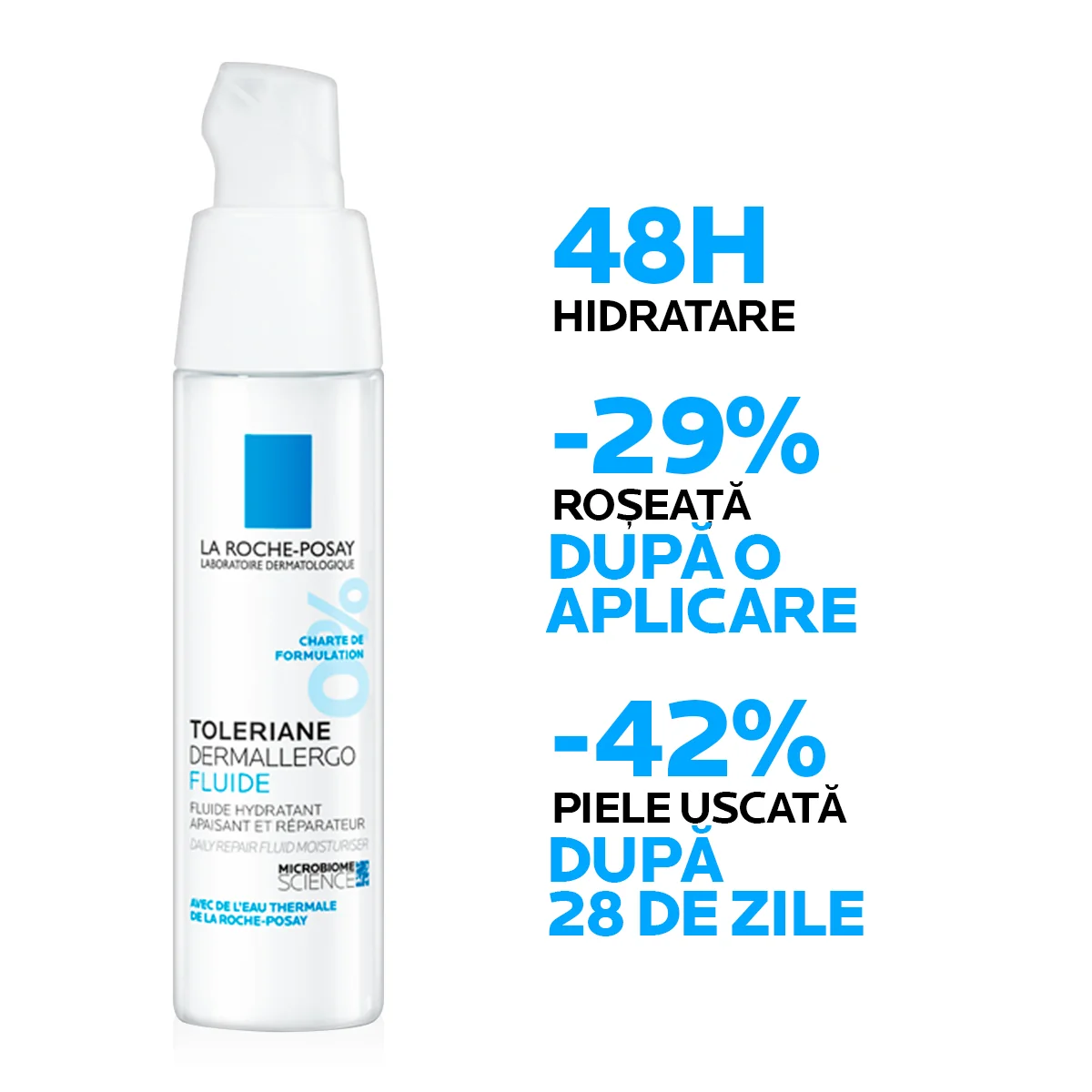 Fluid hidratant și reparator pentru ten cu tendinta alergica sau reactiva si cel normal sau mixt Toleriane Dermallergo, 40ml, La Roche-Posay
