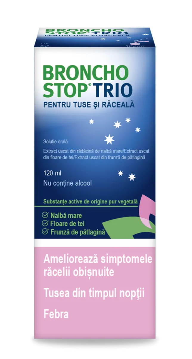 Bronchostop Trio pentru tuse si raceala solutie orala, 120ml, Bronchostop 