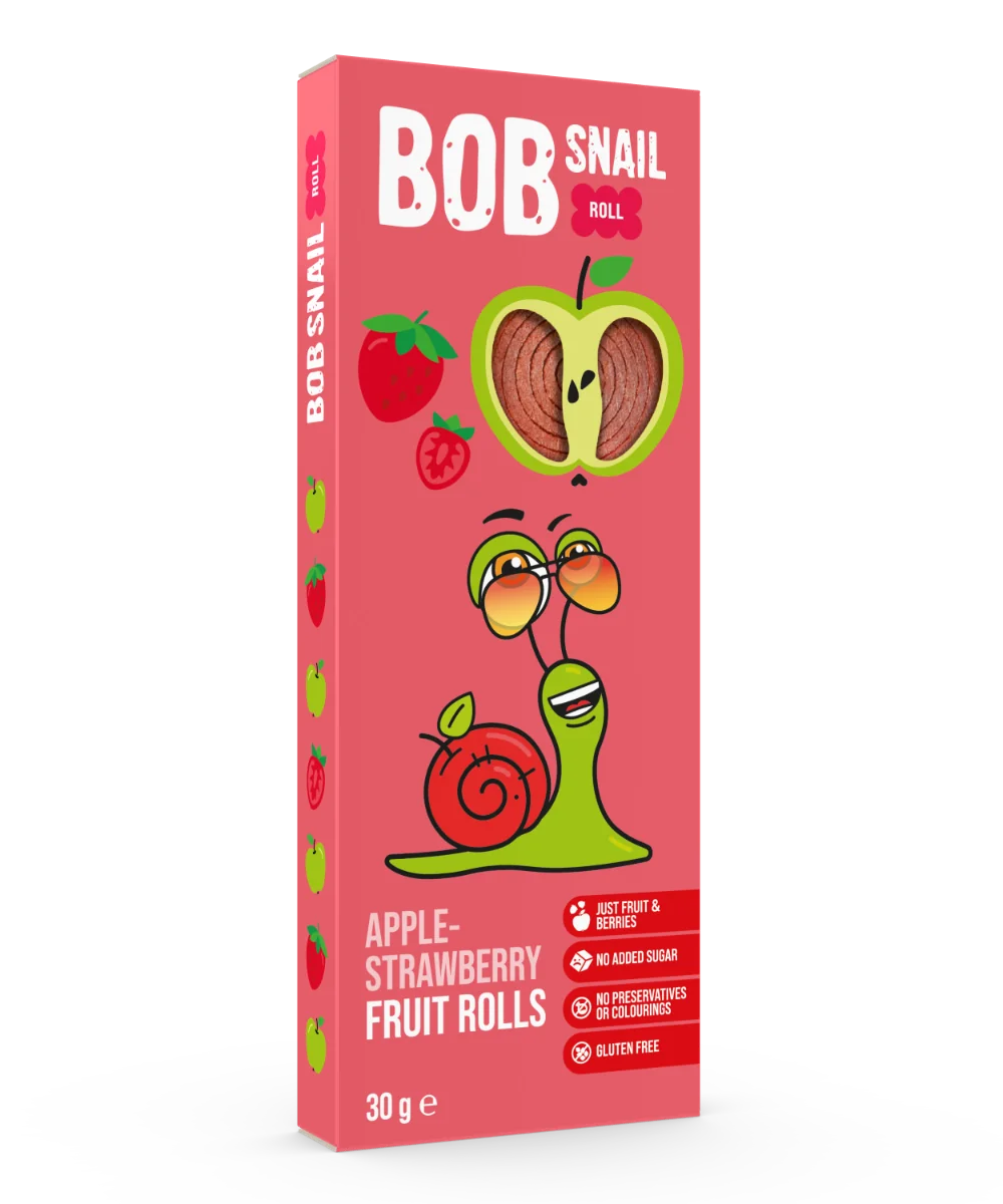 Rulou din mere si capsuni, 30g, Bob Snail