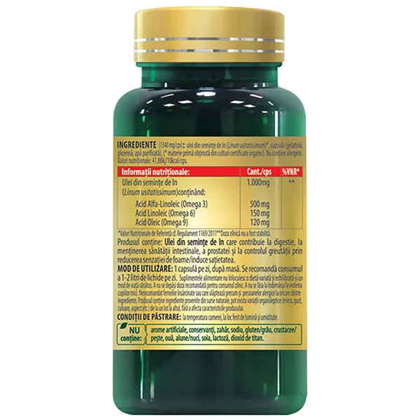 Omega 3-6-9 Ulei seminte de In 1000mg, 30 capsule, Cosmopharm