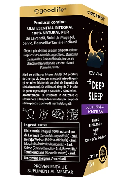 Mix de uleiuri esentiale integrale +5 Deep Sleep, 10ml, Cosmopharm