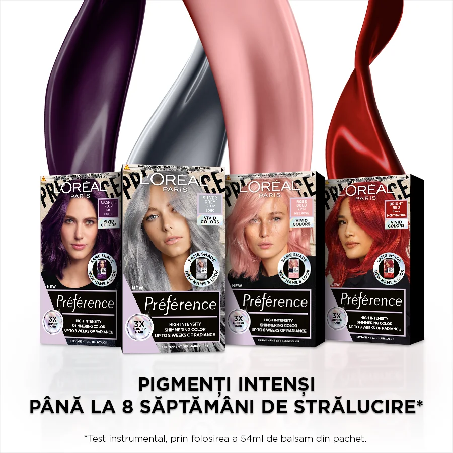 Vopsea de par permanenta cu amoniac Preference Vivid Colours 9.112 Smokey Grey, 204ml, L'Oreal Paris