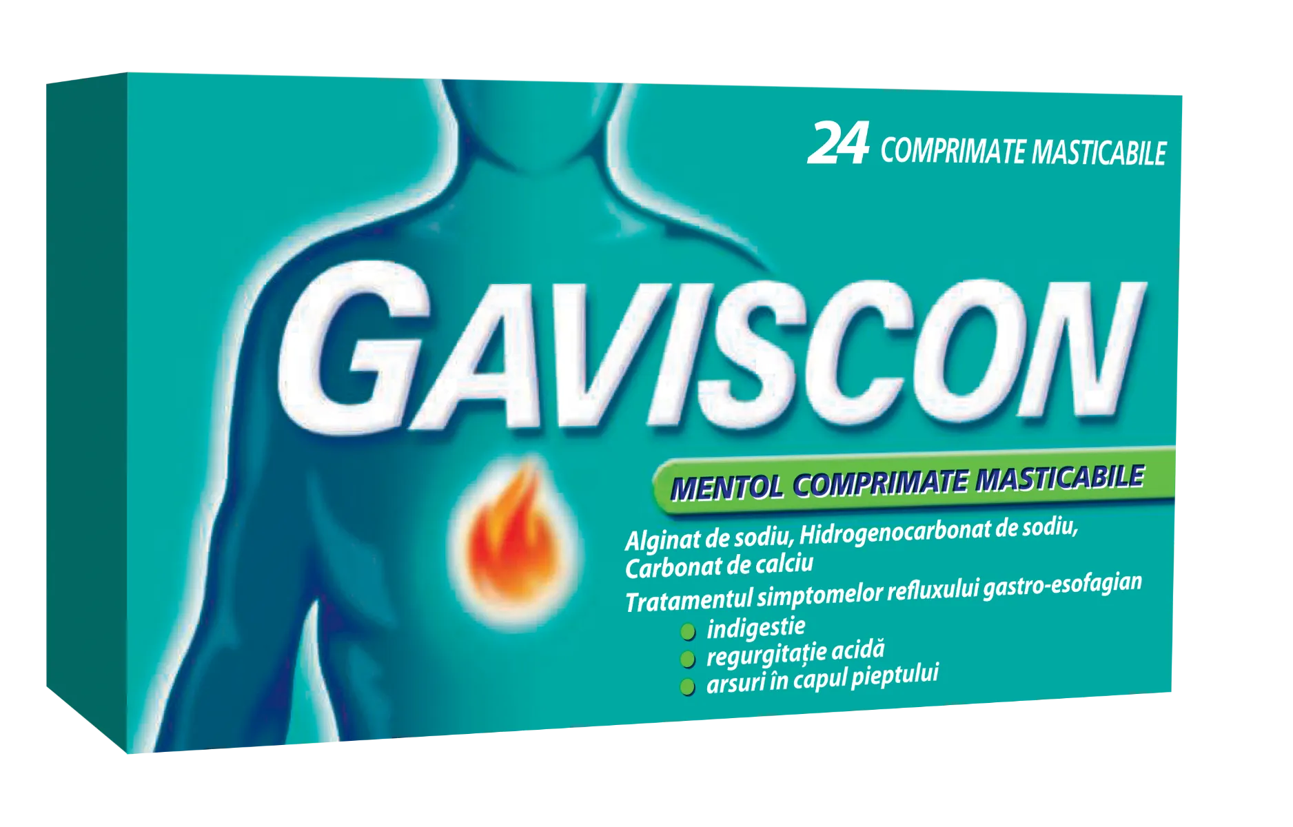 Gaviscon Mentol, 24 comprimate masticabile, Reckitt
