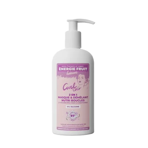 Masca balsam 2 in 1 pentru par ondulat sau cret cu Ulei de cocos organic si Unt de shea, 300ml, Energie Fruit