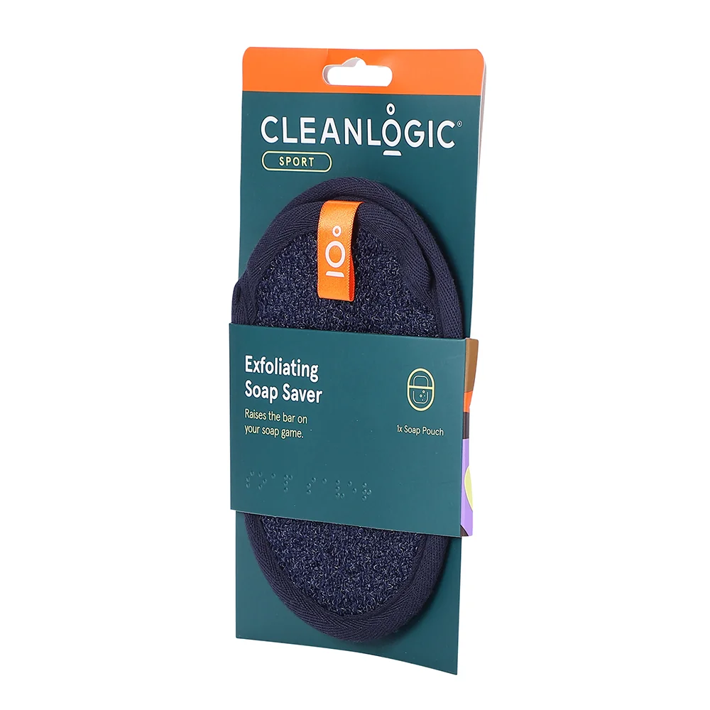 Manusa exfolianta pentru corp cu buzunar pentru sapun Sport, 1 bucata, Cleanlogic
