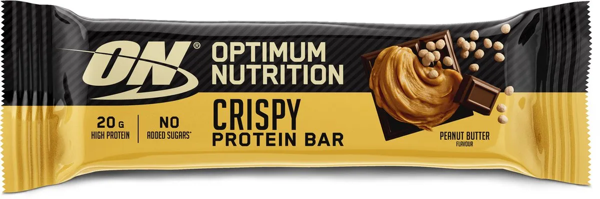 Baton proteic cu unt de arahide Crisp Protein Bar, 10x65g, Optimum Nutrition