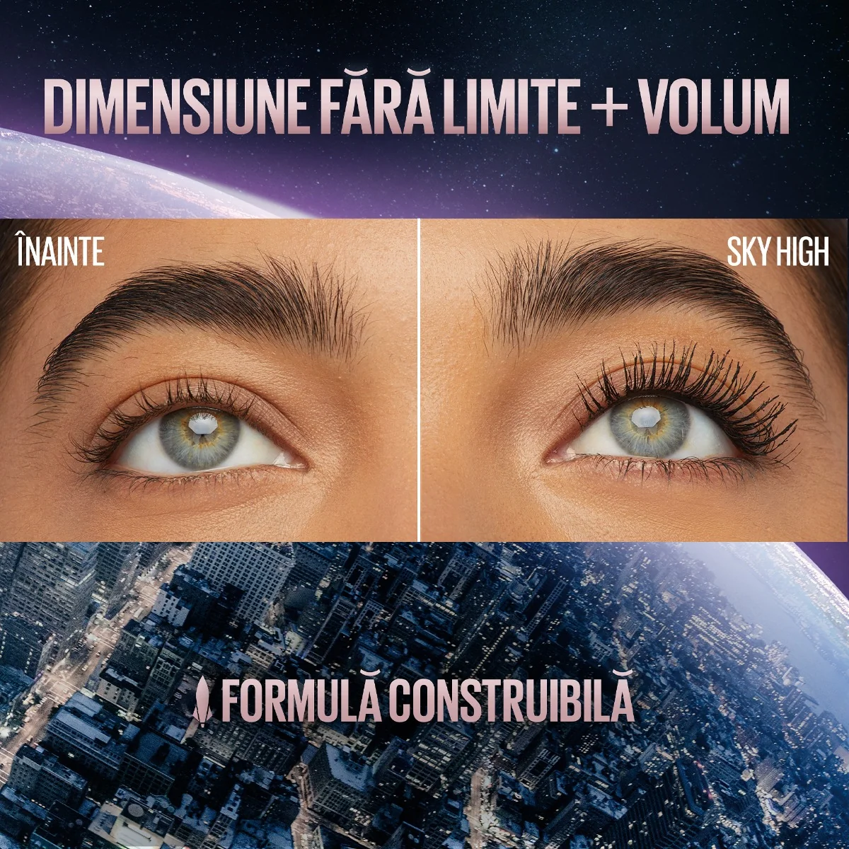 Pachet Apa micelara pentru ten sensibil Skin Naturals 400 ml, Garnier + Mascara Sky High Black 7.2 ml, Maybelline