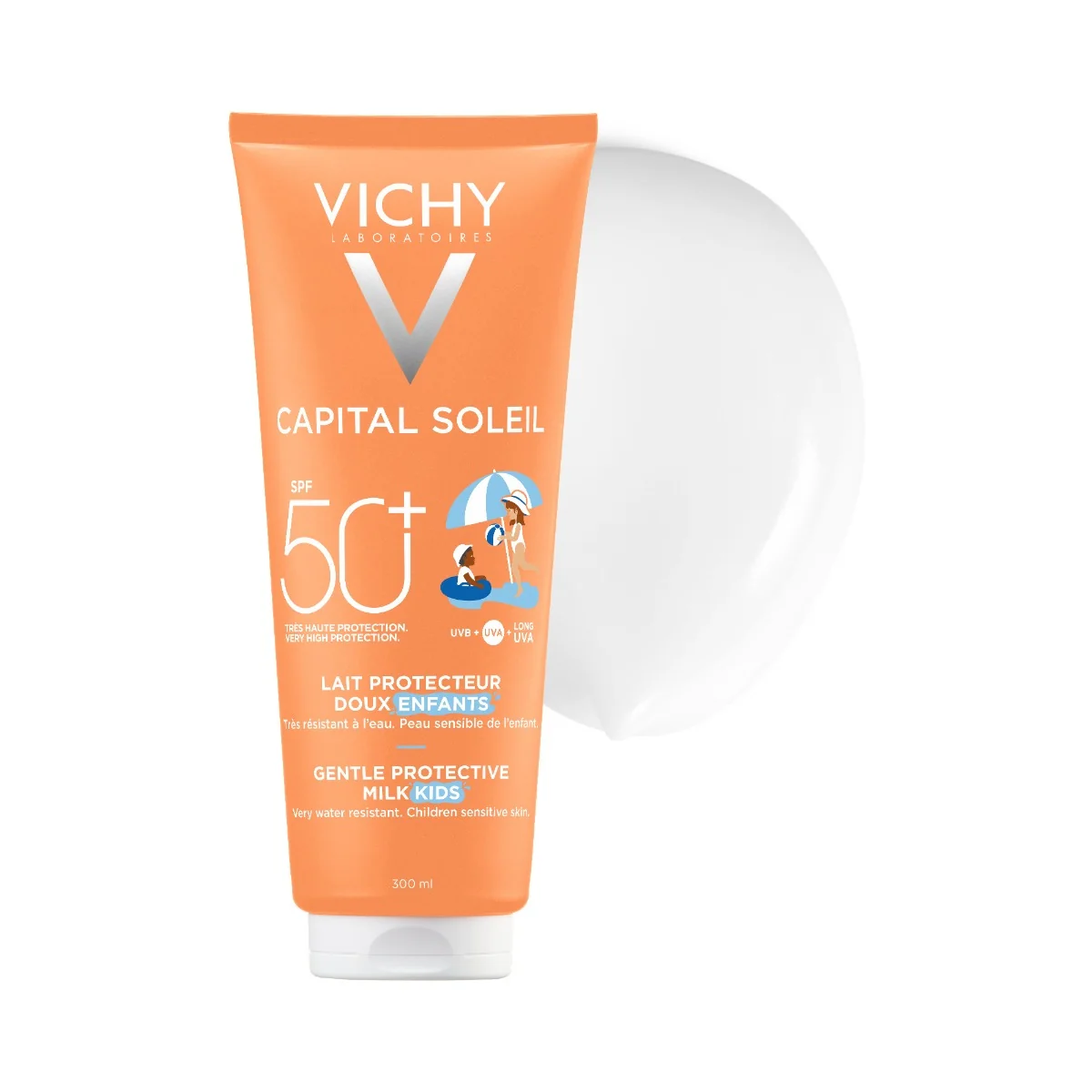 Lapte cu protectie solara SPF 50+ pentru copii fata si corp Capital Soleil, 300ml, Vichy