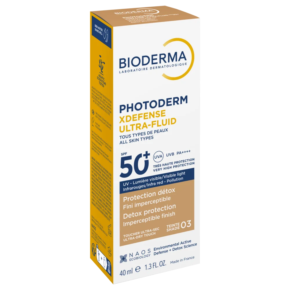 Crema colorata SPF50+ XDefense Ultra-Fluid Fototip 3 pentru protectie UV completa, 40ml, Bioderma