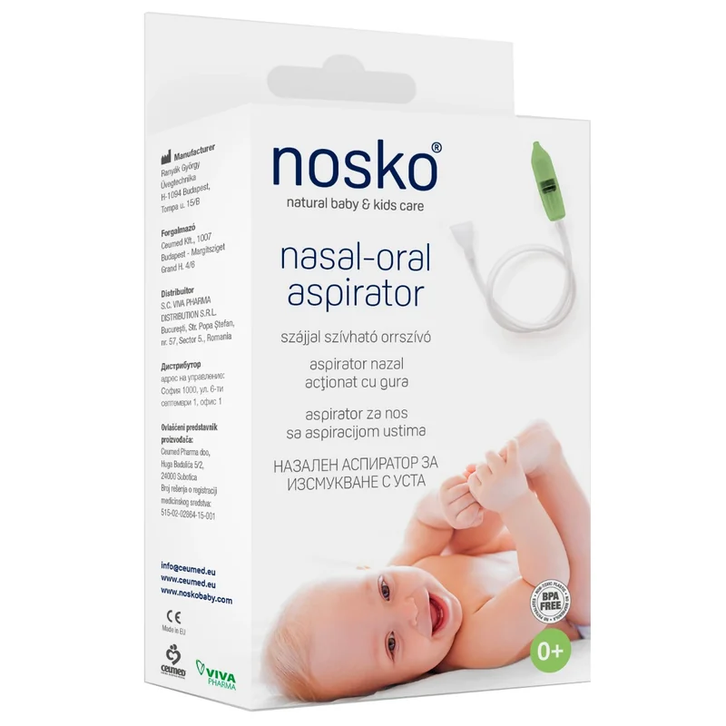 Aspirator nazal pentru nou nascuti si copii de la +0 luni, 1 bucata, Nosko Baby