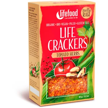 LifeCrackers cu rosii si ierburi raw Lifefood Bio, 90g, Lifefood