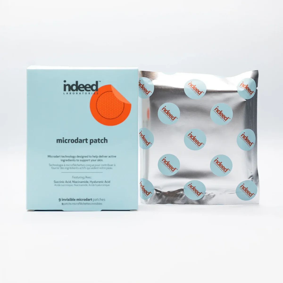 Plasturi invizibili anti-acnee cu acid succinic niacinamida si acid hialuronic Microdart Patch, 9 bucati, Indeed Labs