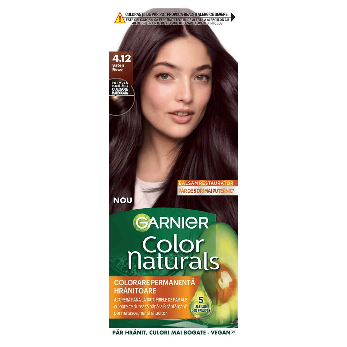 Vopsea de par permanenta Color Naturals 4.12 Saten Rece, 112ml, Garnier 