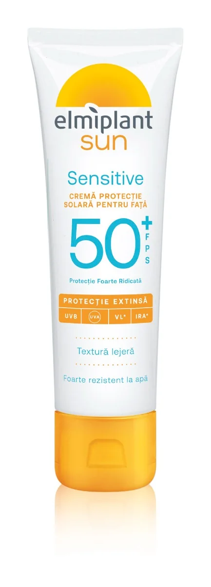 Crema de fata cu protectie solara SPF50+ Sensitive Sun, 50ml, Elmiplant